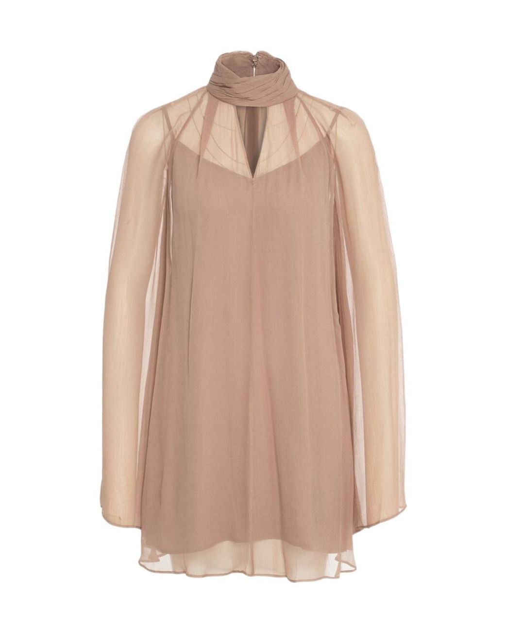 Staud Natural High-Neck Mini Dress