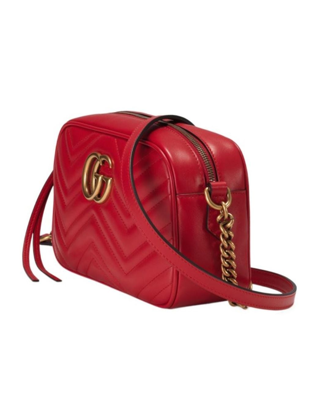 Gucci Red Gg Marmont Small Matelassé Shoulder Bag