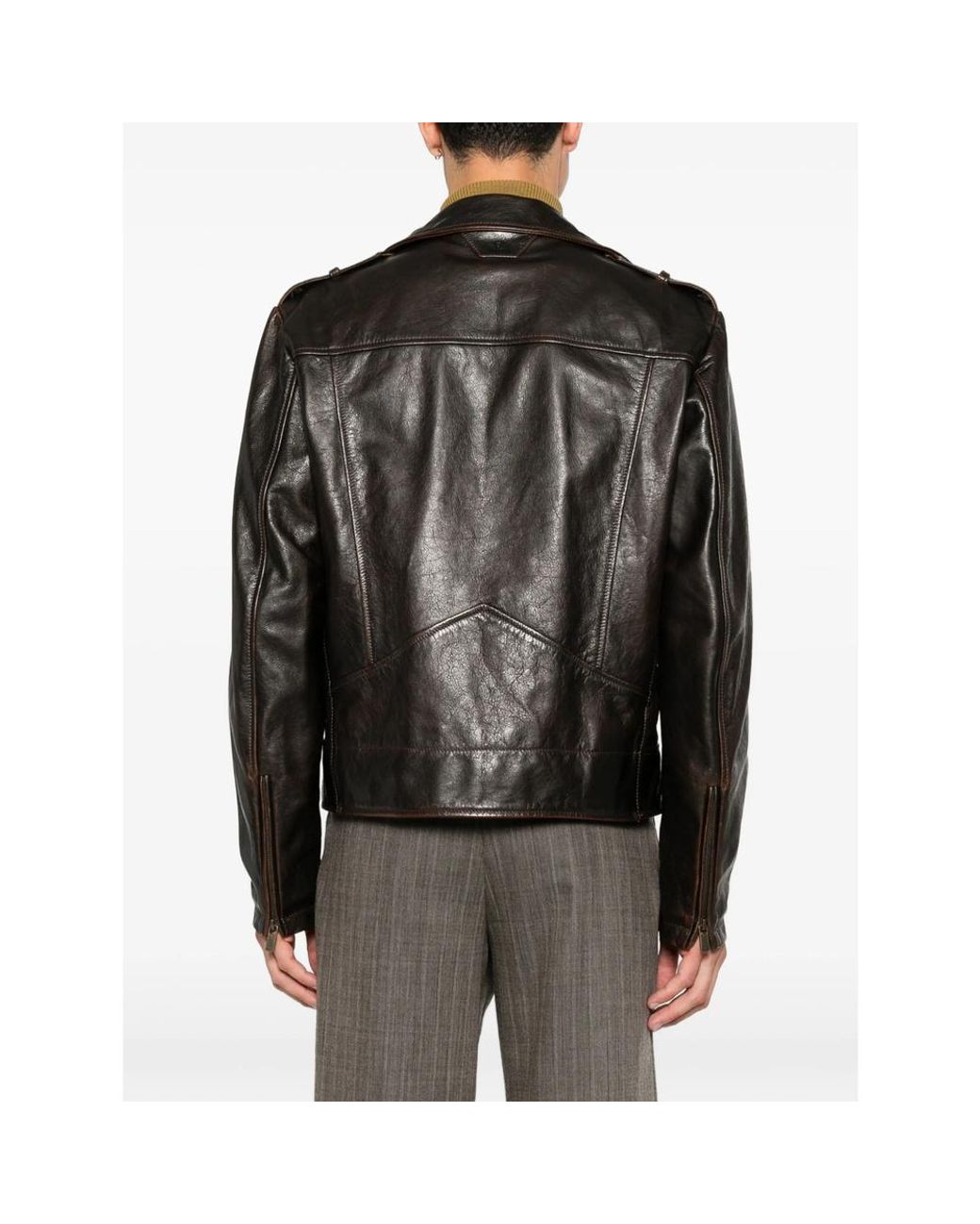Salvatore Santoro Black Long-Sleeve Leather Jacket for men