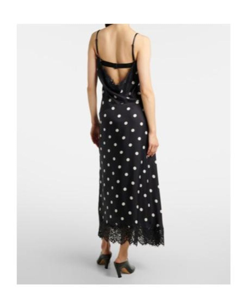 Sportmax Black Capo Polka-Dot Silk Slip Dress