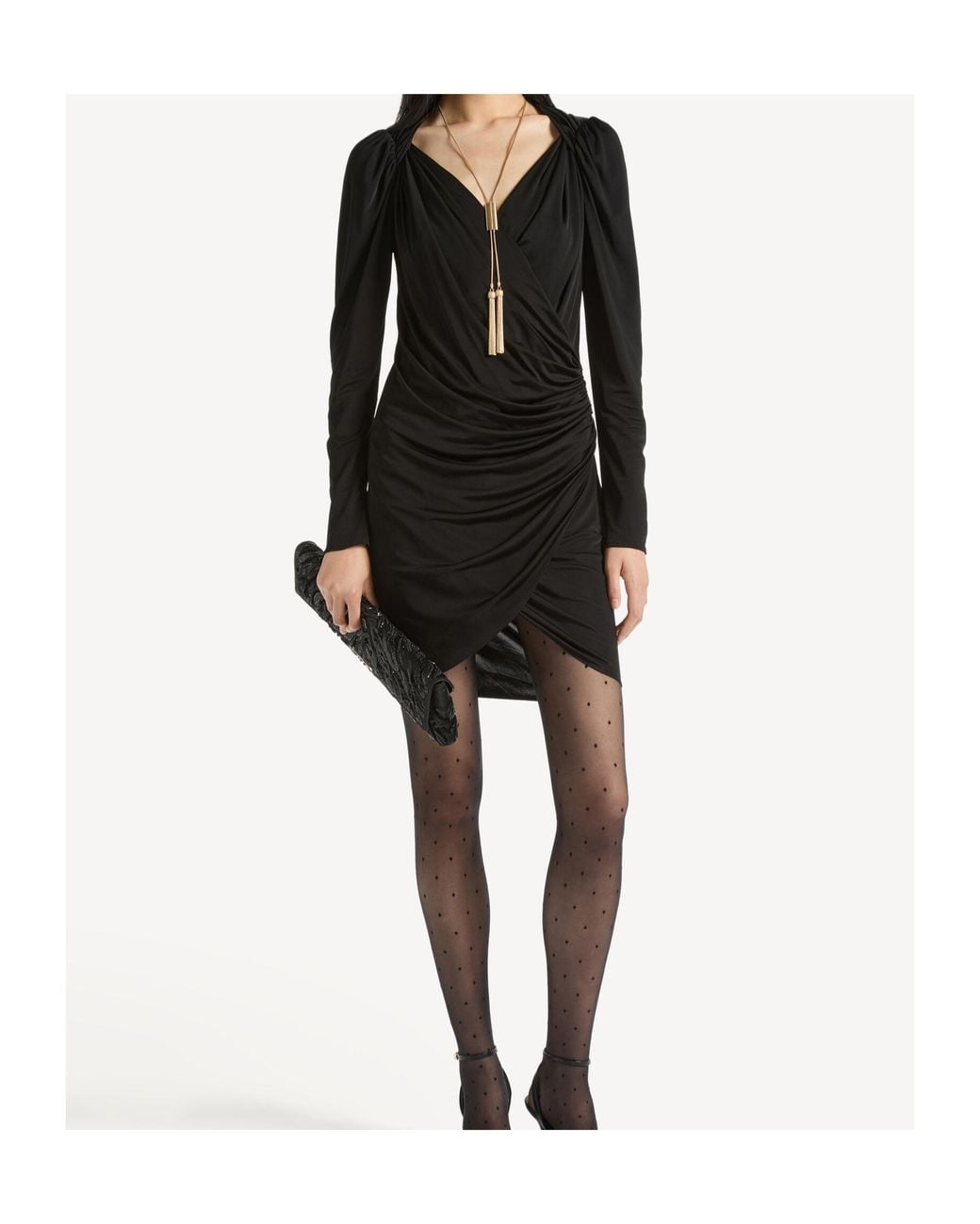 Balmain Black Draped Jersey Mini Dress