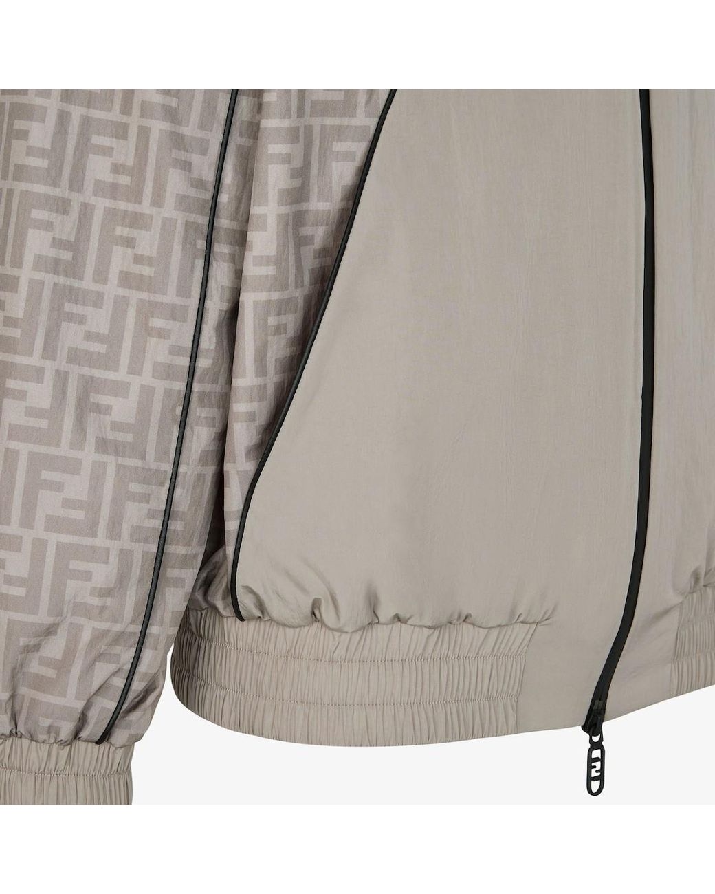 Fendi Gray Logo Printed Zip-Up Jacket for men