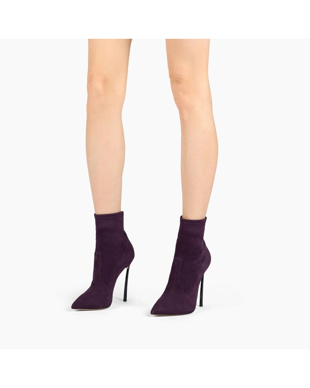 Casadei Purple Blade Pointed Ankle Boots