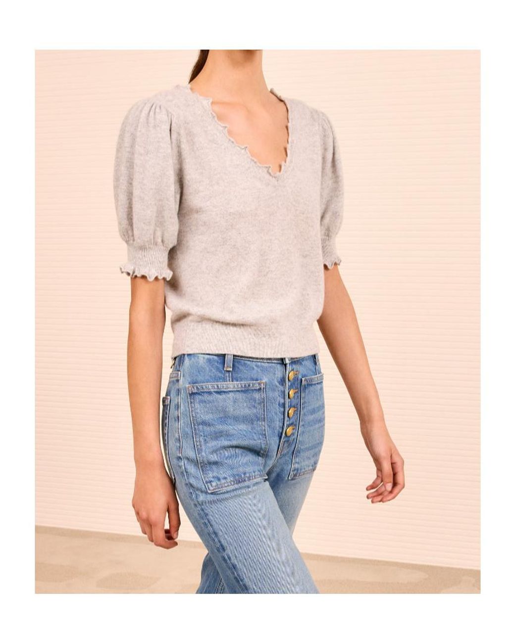 Ulla Johnson White Polline Puff-Sleeve Knitted Top