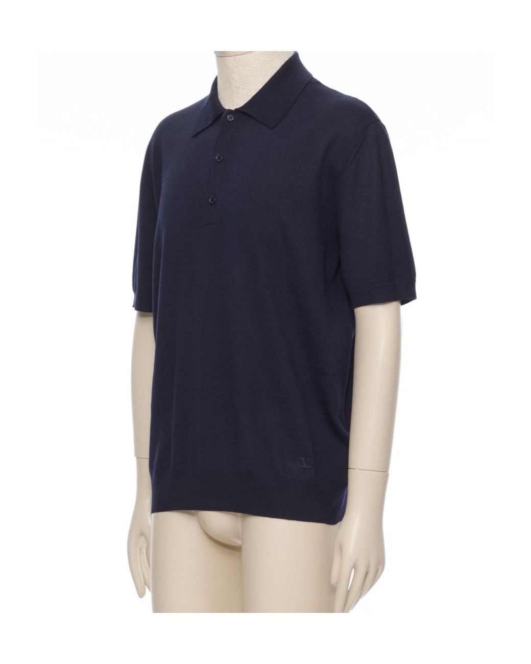 Valentino Blue Vlogo Embroidered Short-Sleeved Polo Shirt for men