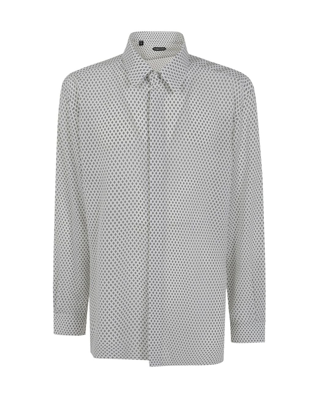 Tom Ford Gray Diamond-Print Silk Shirt for men