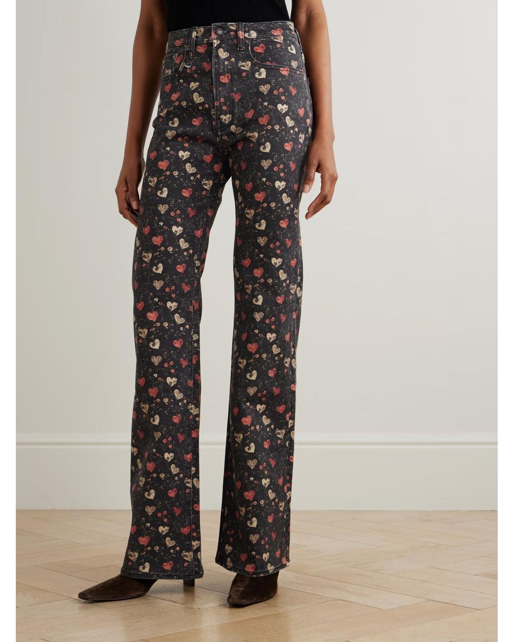 R13 Gray Jane Printed Mid-Rise Jeans