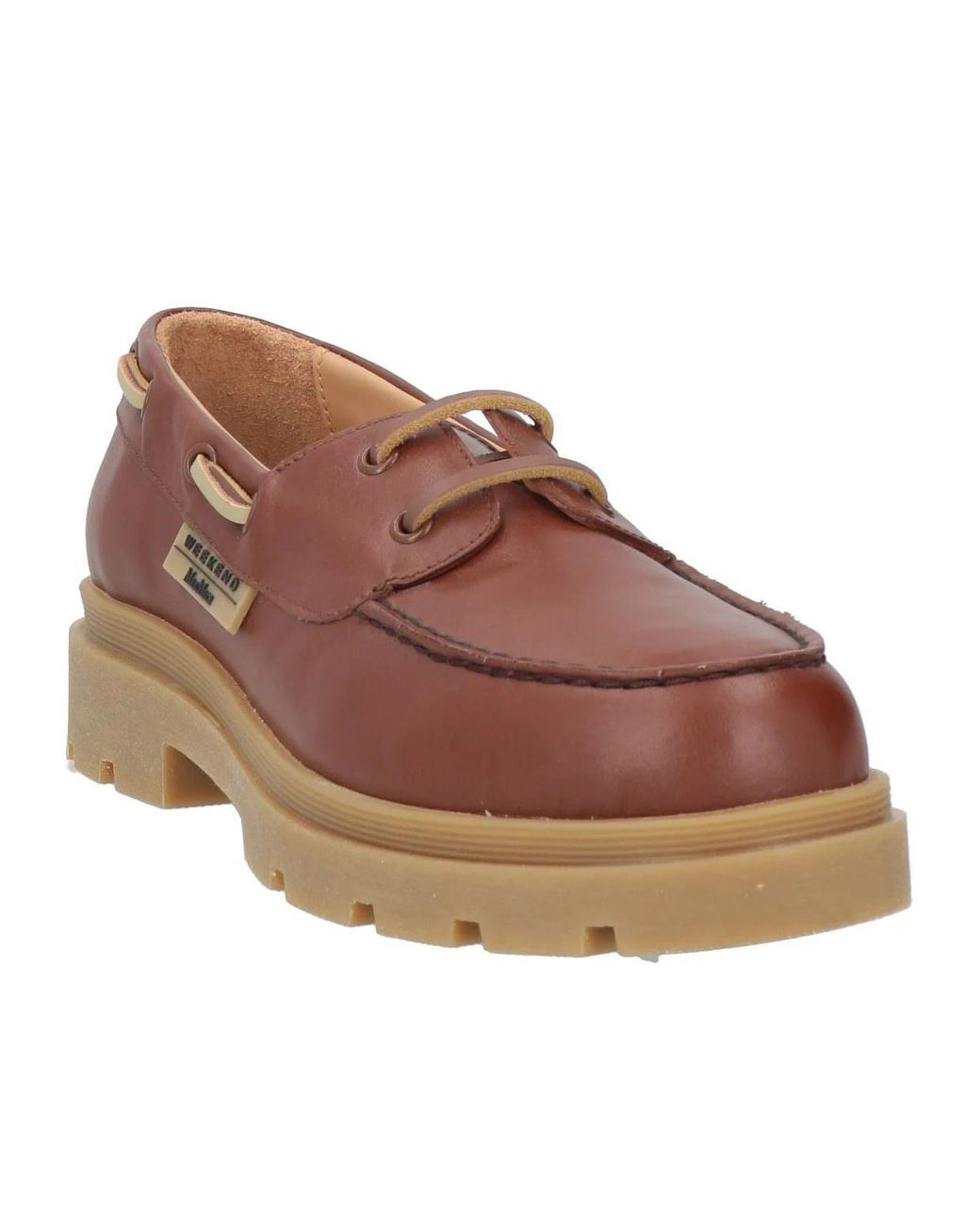 Weekend by Maxmara Brown Minimalist Leather Boat Shoes