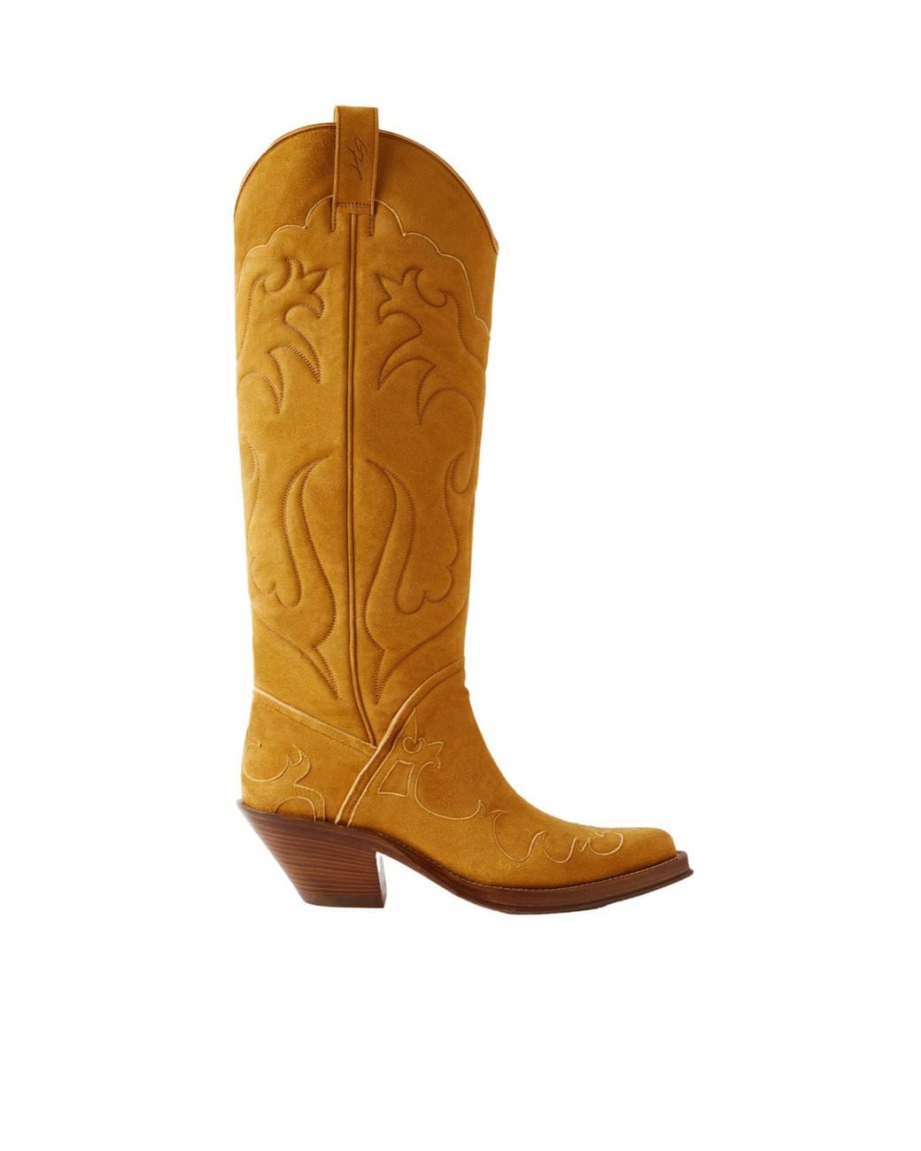 Gabriela Hearst White Capitana 50 Embroidered Suede Knee Boots