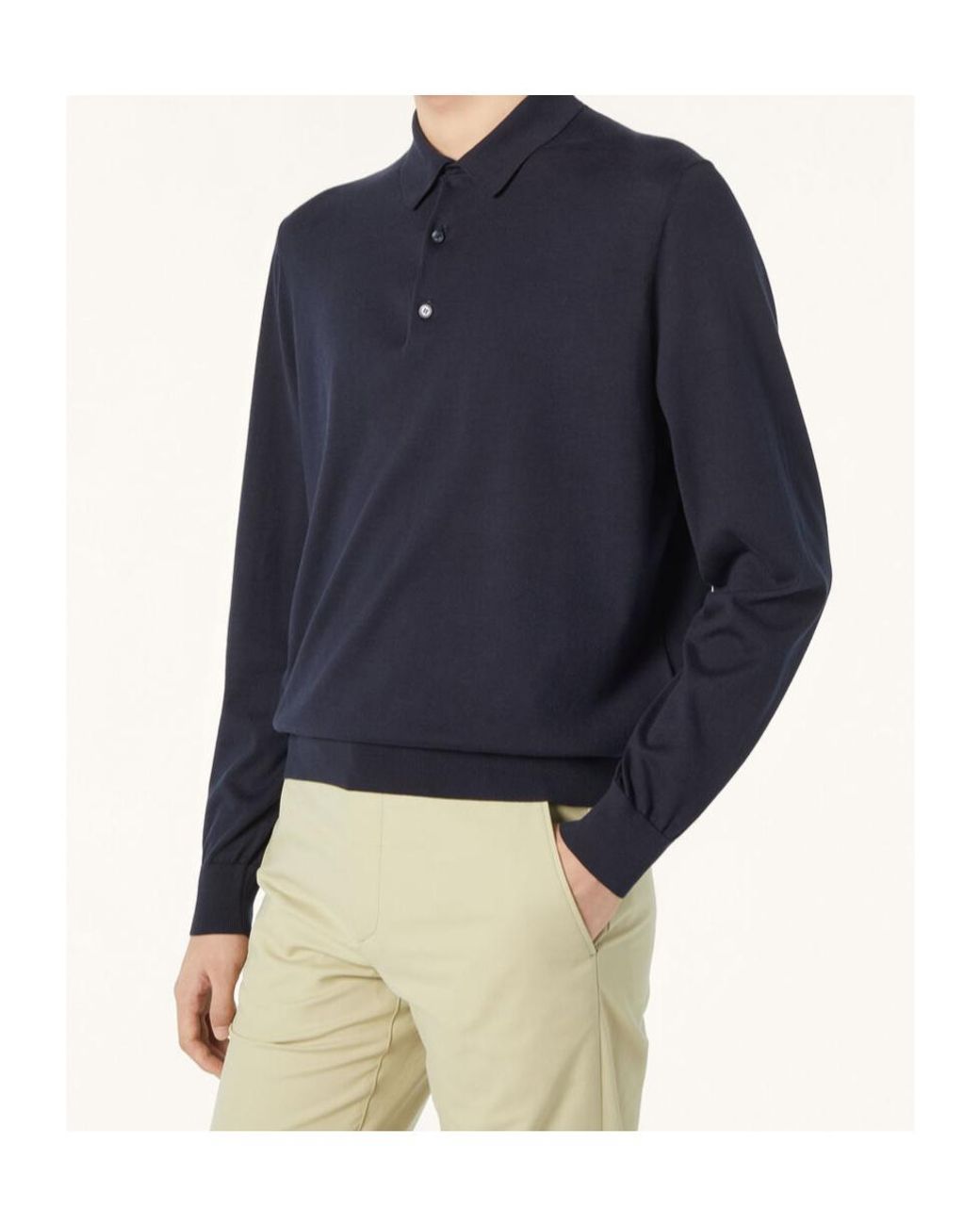 Loro Piana Blue Ice Wish Straight Hem Knitted Polo Shirt for men
