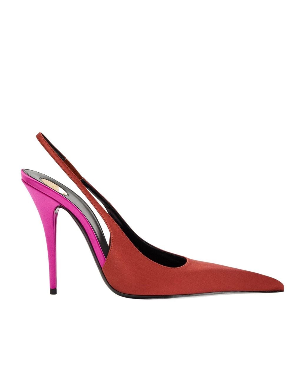 Saint Laurent Pink Satin Slingback Pumps