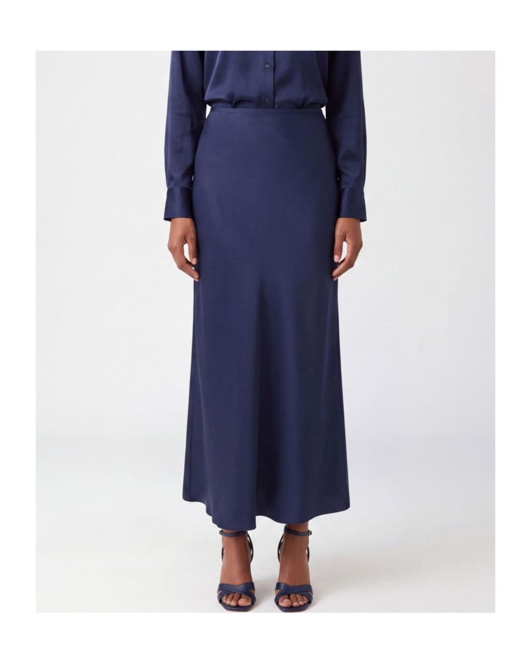 Loulou de Saison Blue Eli Silk Twill Maxi Skirt