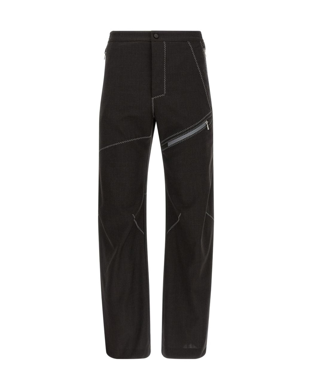 Kiko Kostadinov Black Fosco Zigzag Stitch Pants for men