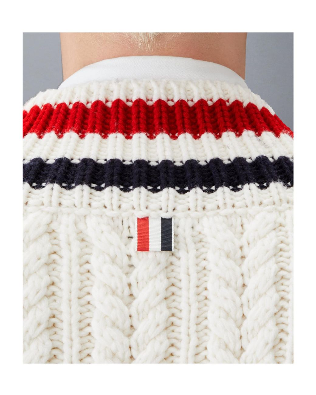 Thom Browne Gray Merino-Wool Fair Isle Cable-Knit Pullover for men