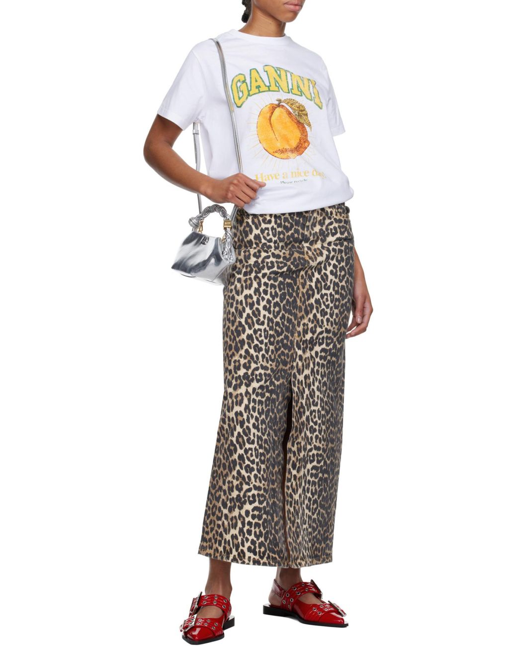 Ganni Red Feminine Buckle Slingback Ballerinas