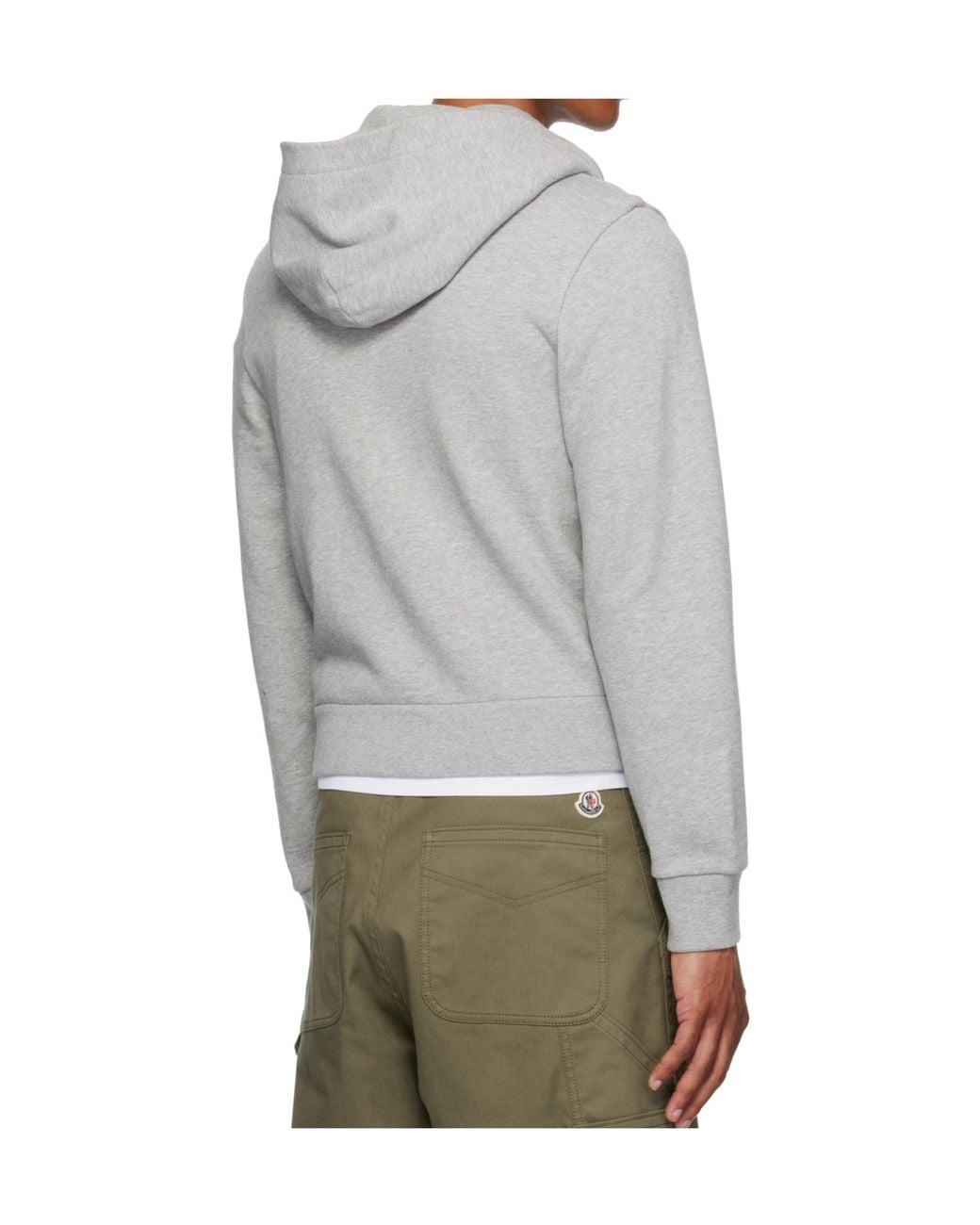 Moncler Gray Logo Patch Zip-Up Hoodie for men