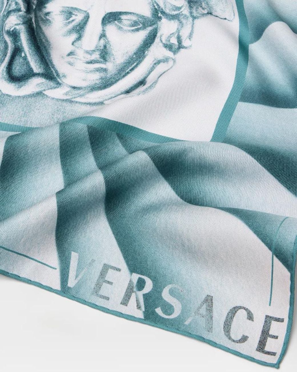Versace Blue Printed Cotton-Poplin Shirt for men