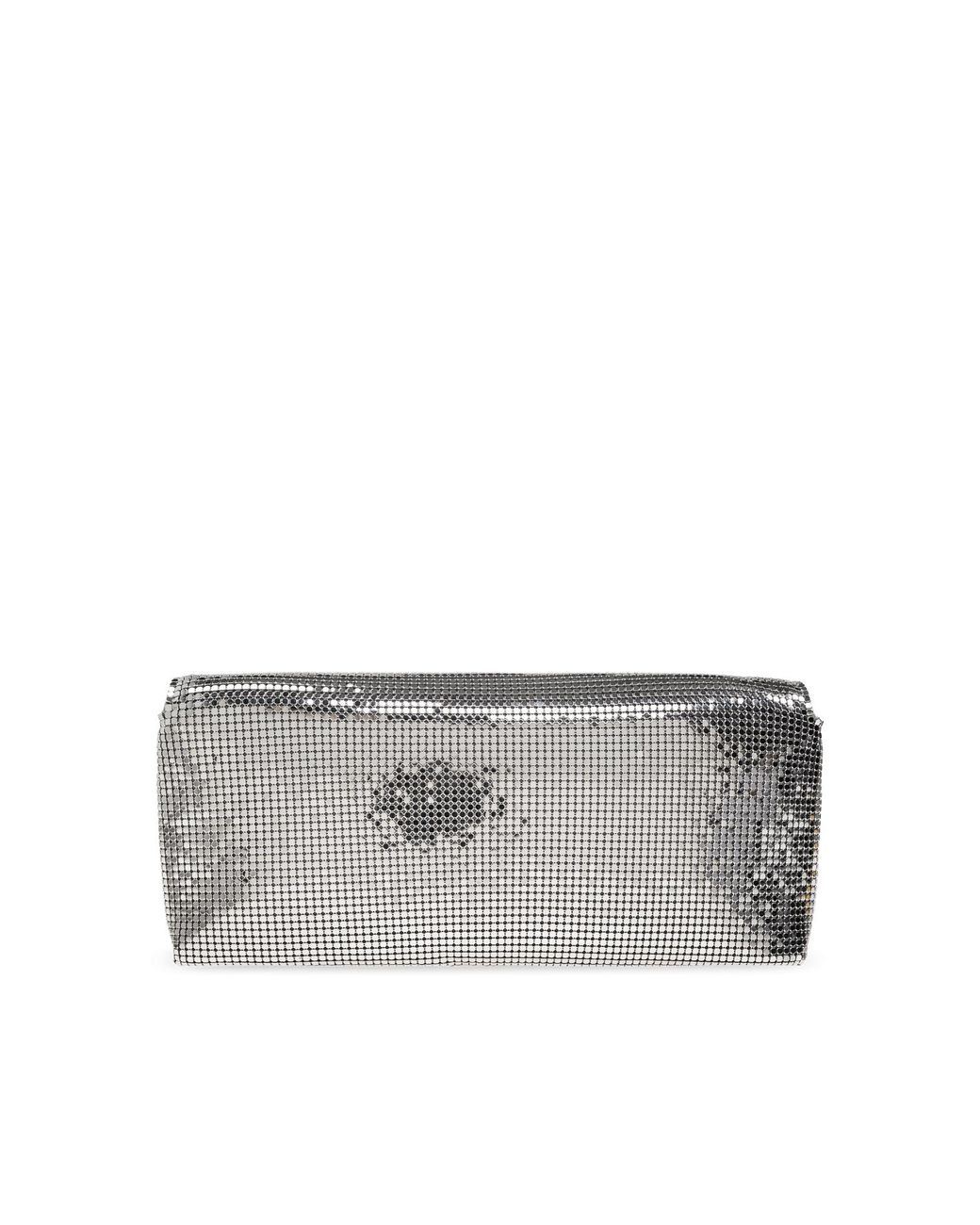 Versace Gray Embellished Chain-Linked Clutch Bag
