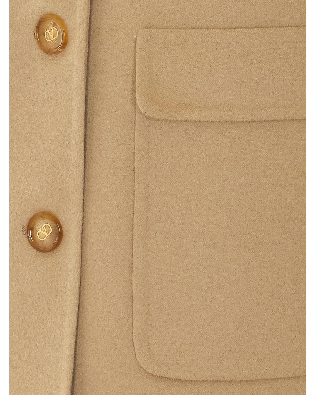 Valentino Natural Single-Breasted Straight Hem Coat