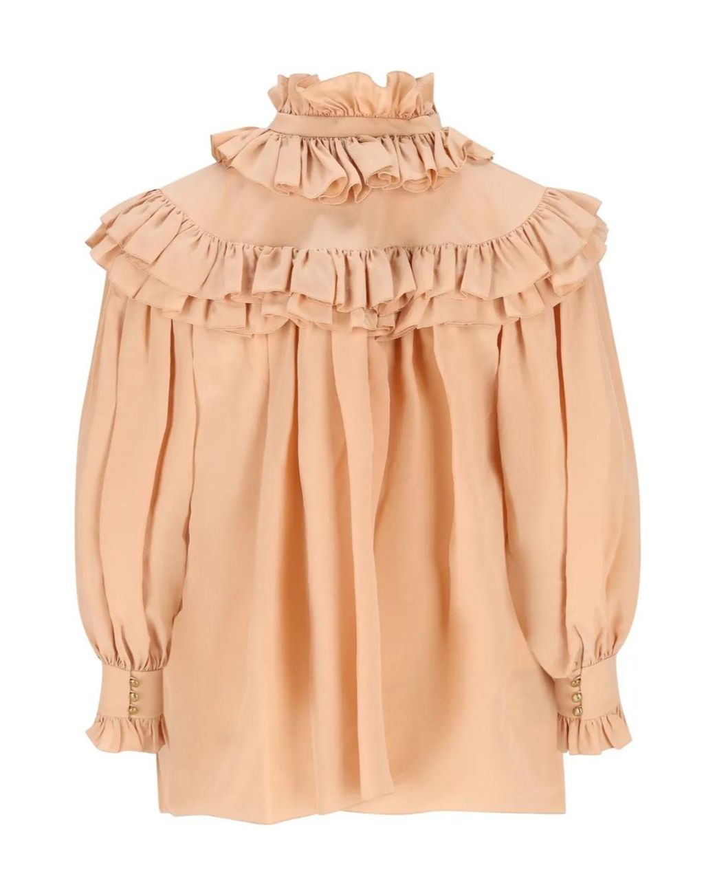 Chloé Natural Oversized Crêpe De Chine Ruffle Top
