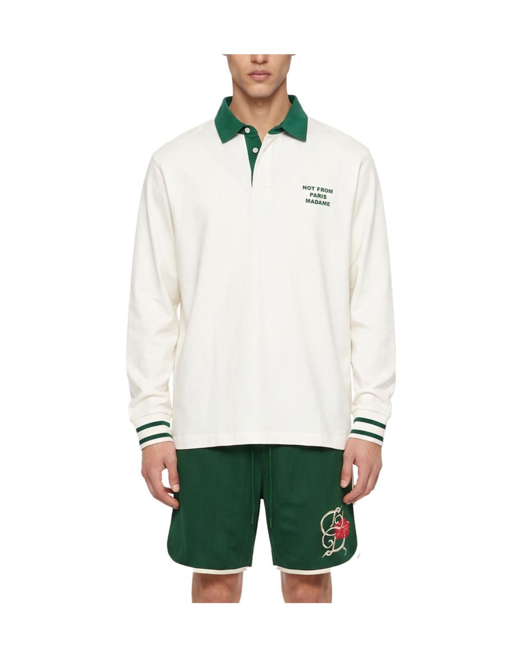Drole de Monsieur White Drôle De Monsieur Slogan Long-Sleeved Polo Shirt for men