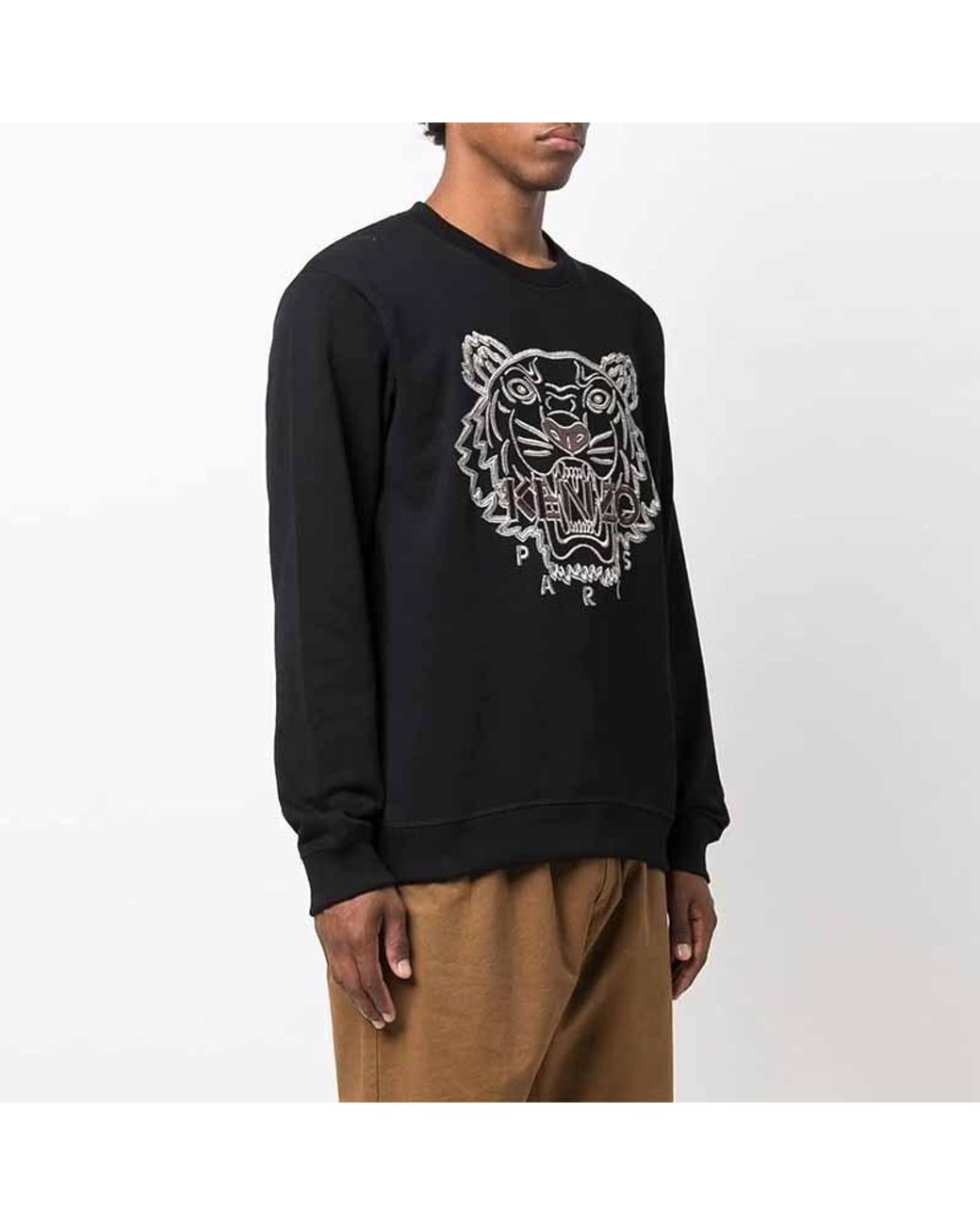 KENZO Black Crew-Neck Logo Sweatshirt for men