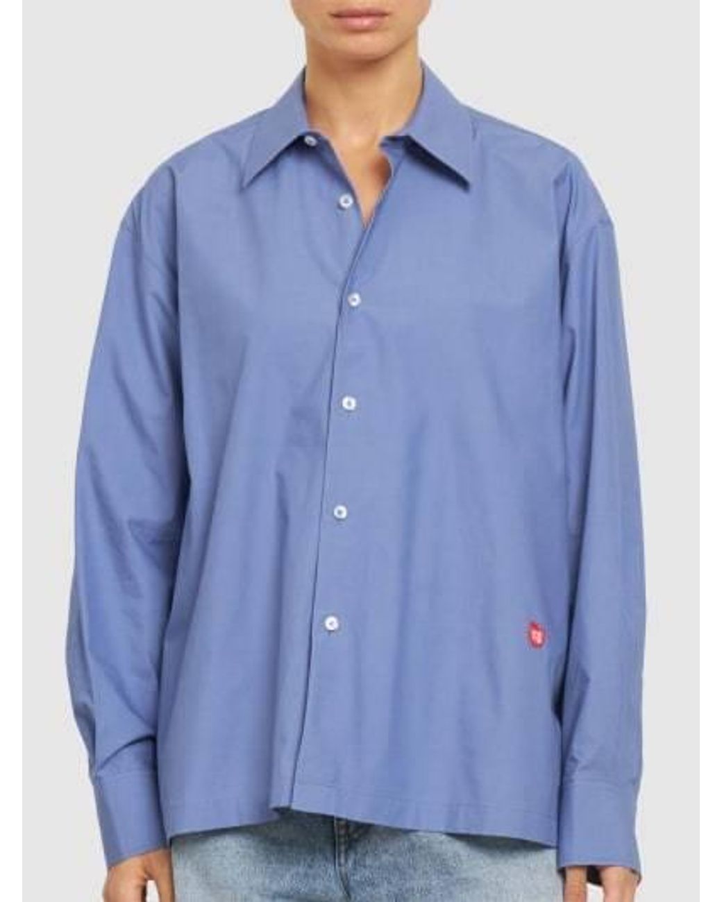 Alexander Wang Blue Logo Embroidered Patch Shirt