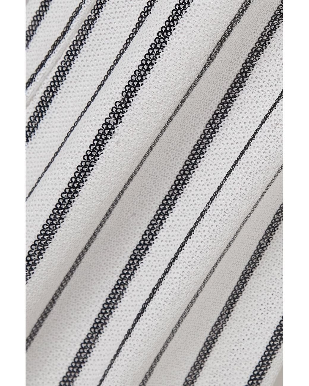 L'Agence White Striped Sequined Slim-Leg Crepe Pants
