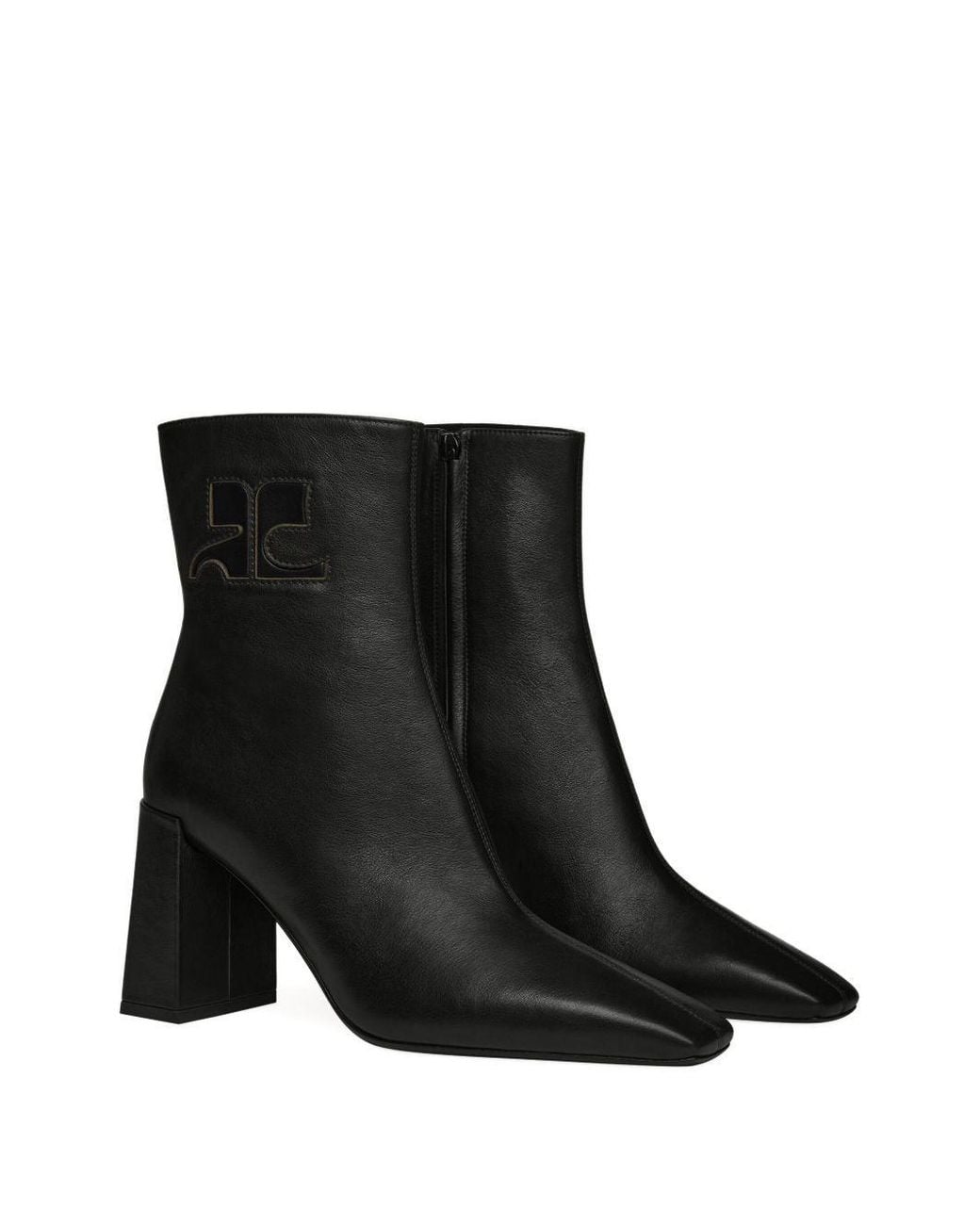 Courreges Black 90Mm Block-Heeled Ankle Boots