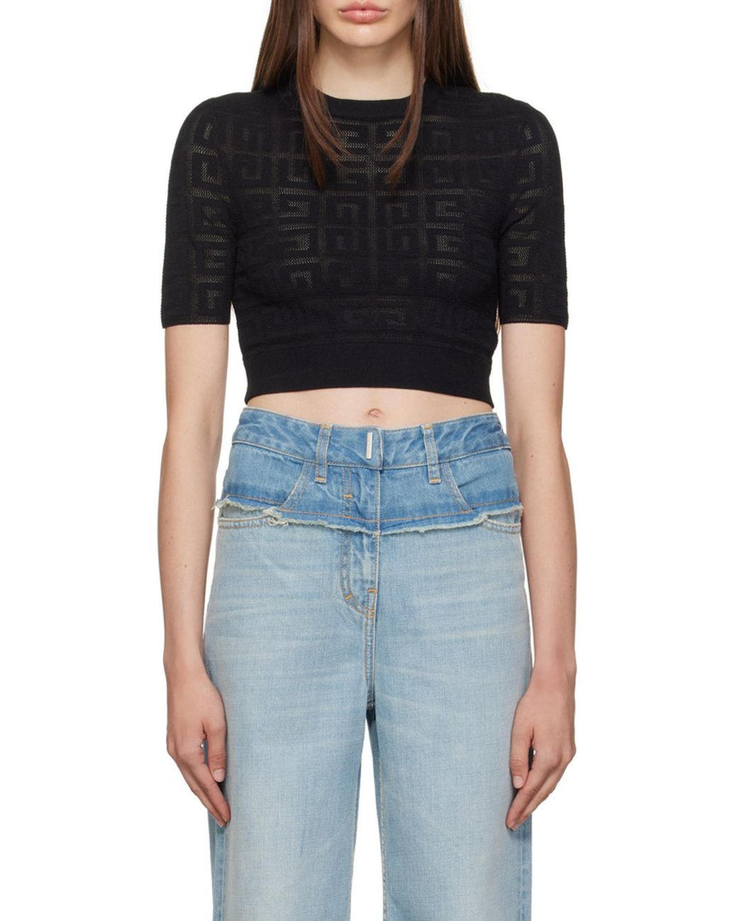Givenchy Black Logo Detailed Cropped T-Shirt