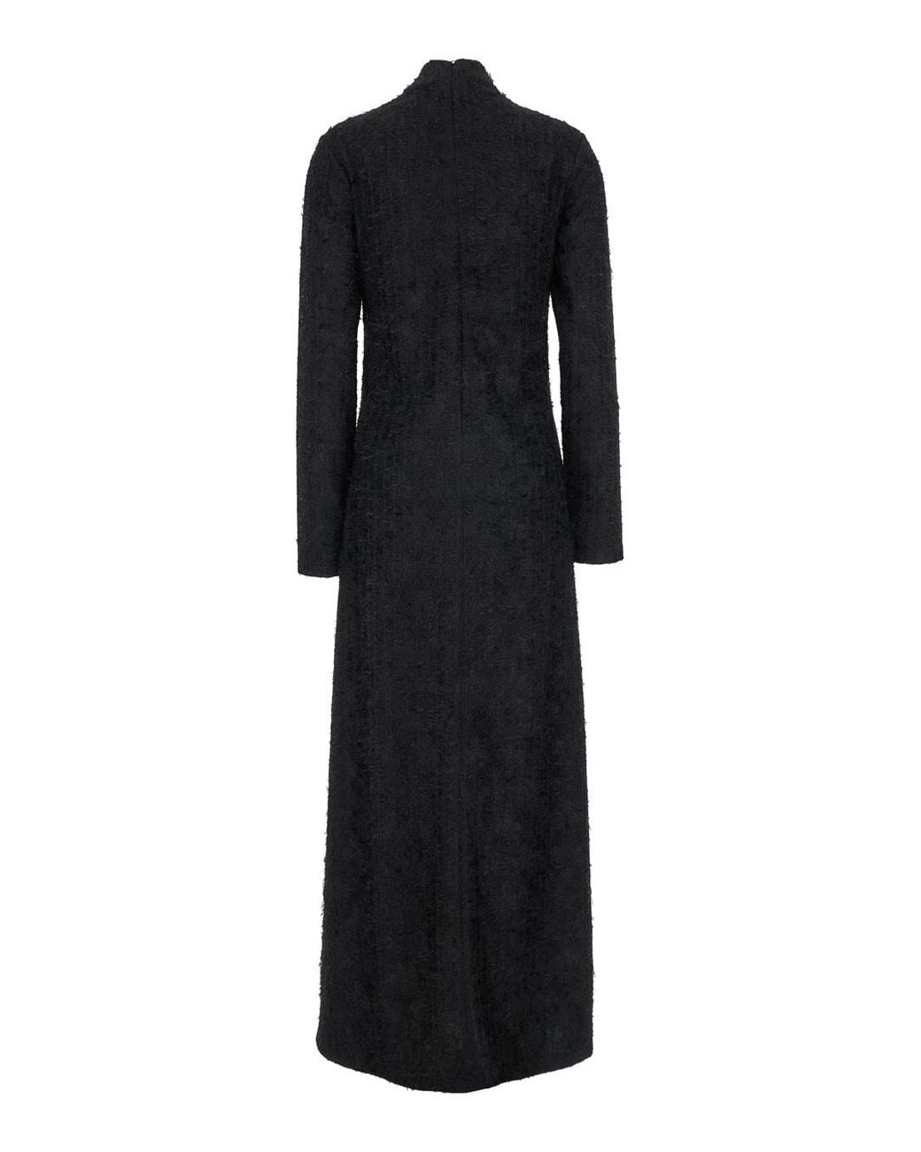 Rohe Black Turtleneck Dress With Fabric Fringes