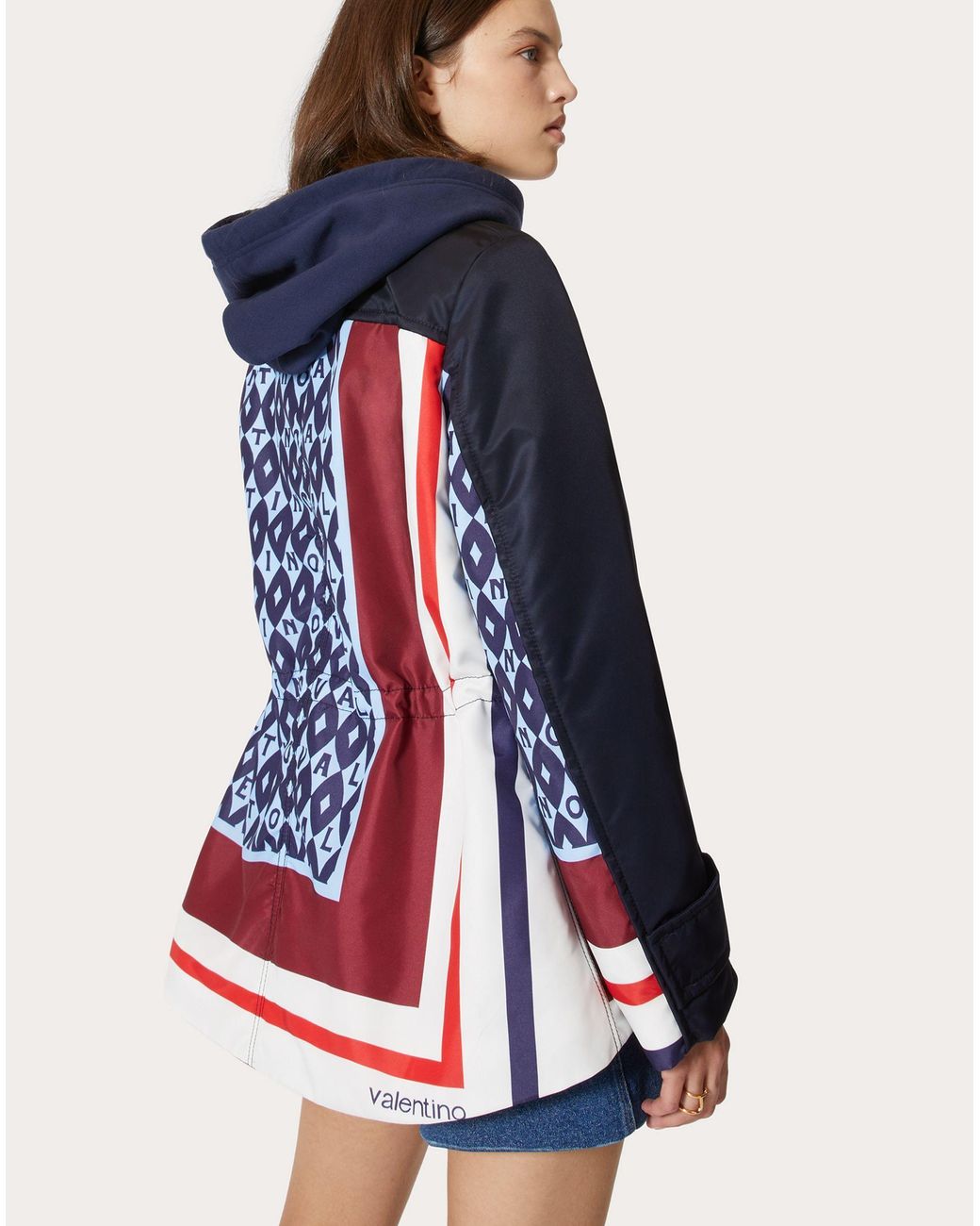 Valentino Blue Foulard Archive Print Peacoat