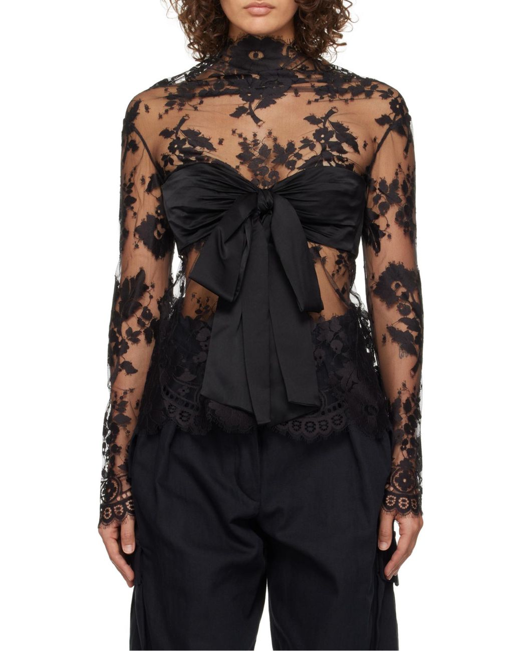 Zimmermann Black Illustration Lace Bow Bodice