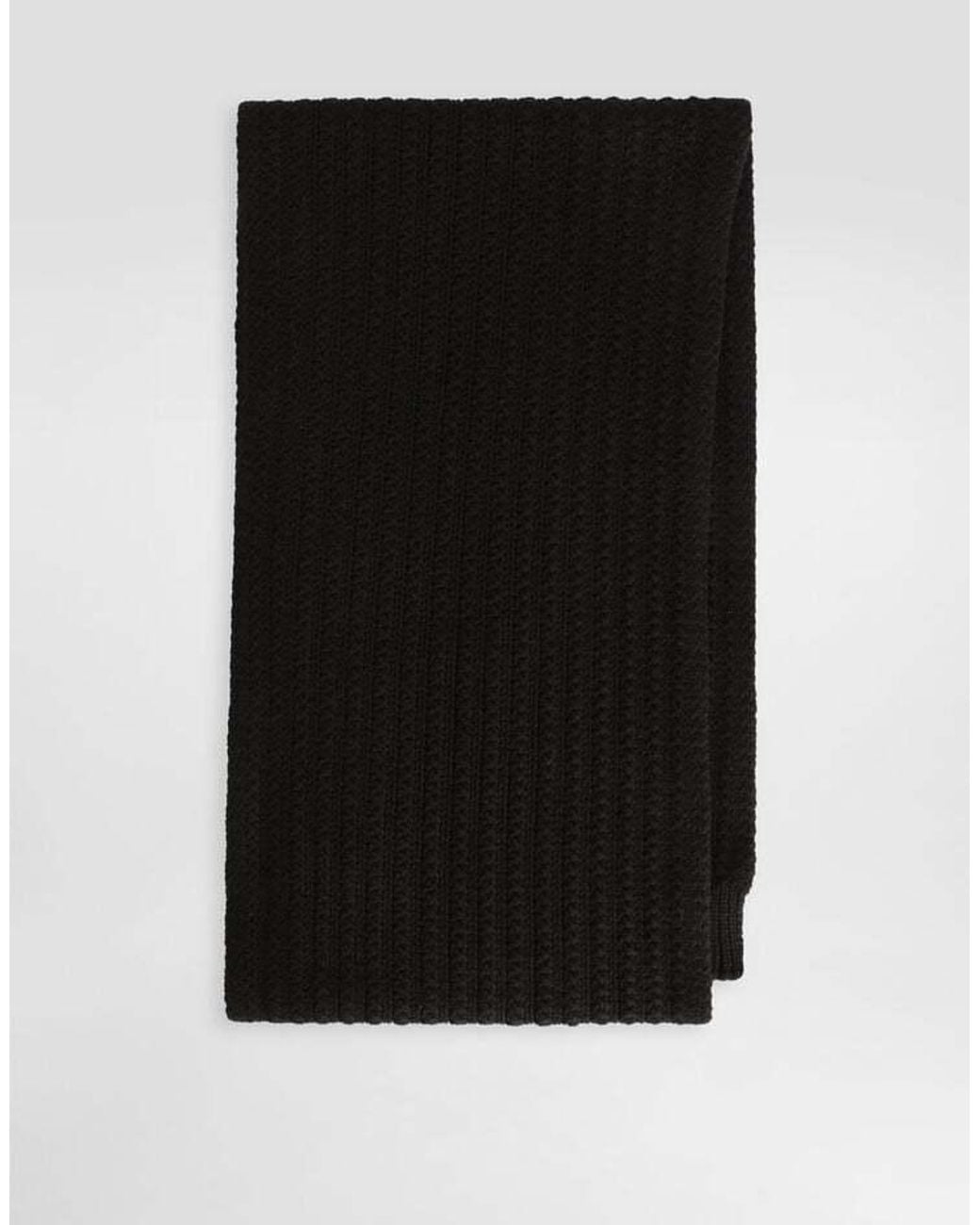 Dolce & Gabbana Black Logo Patch Ribbed Scarf for men
