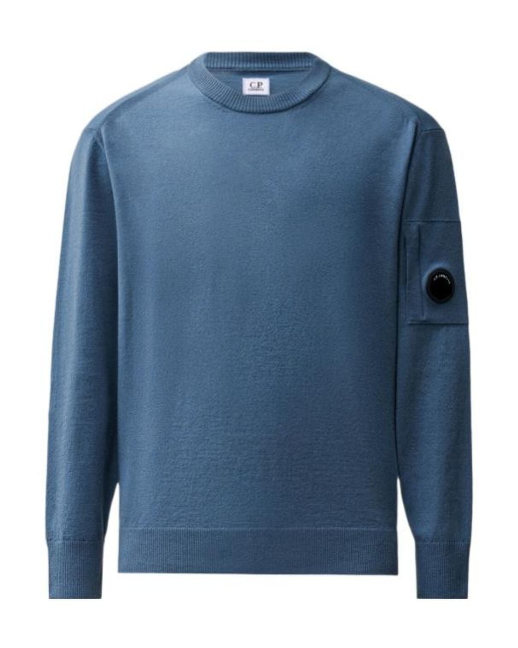 C P Company Blue Lens-Detail Crew-Neck Sweater for men