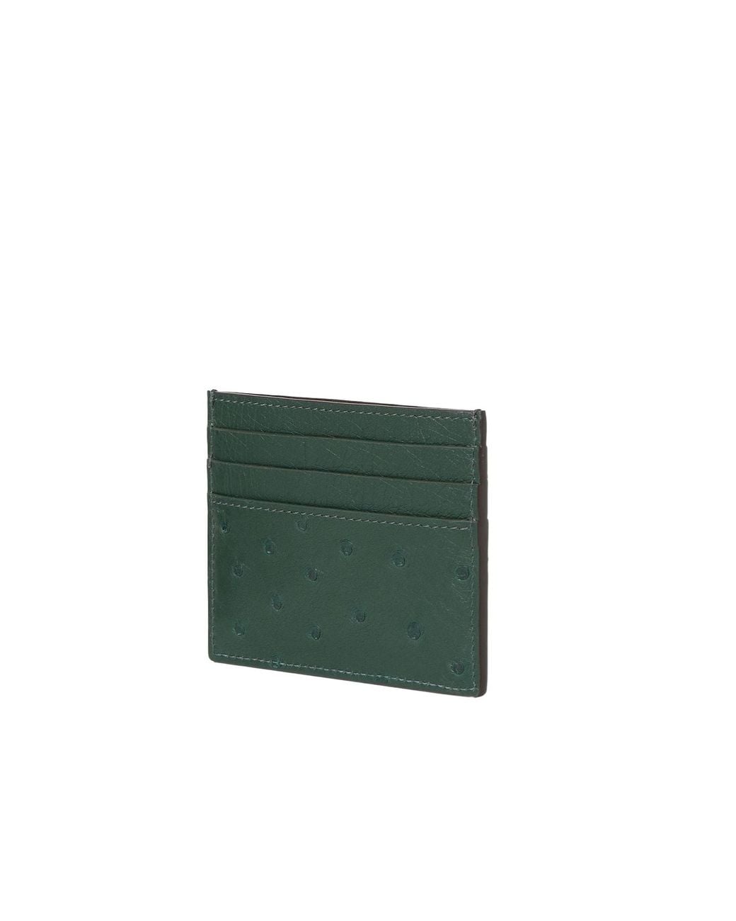 Fendi Green Dark Ostrich Leather Card Holder for men