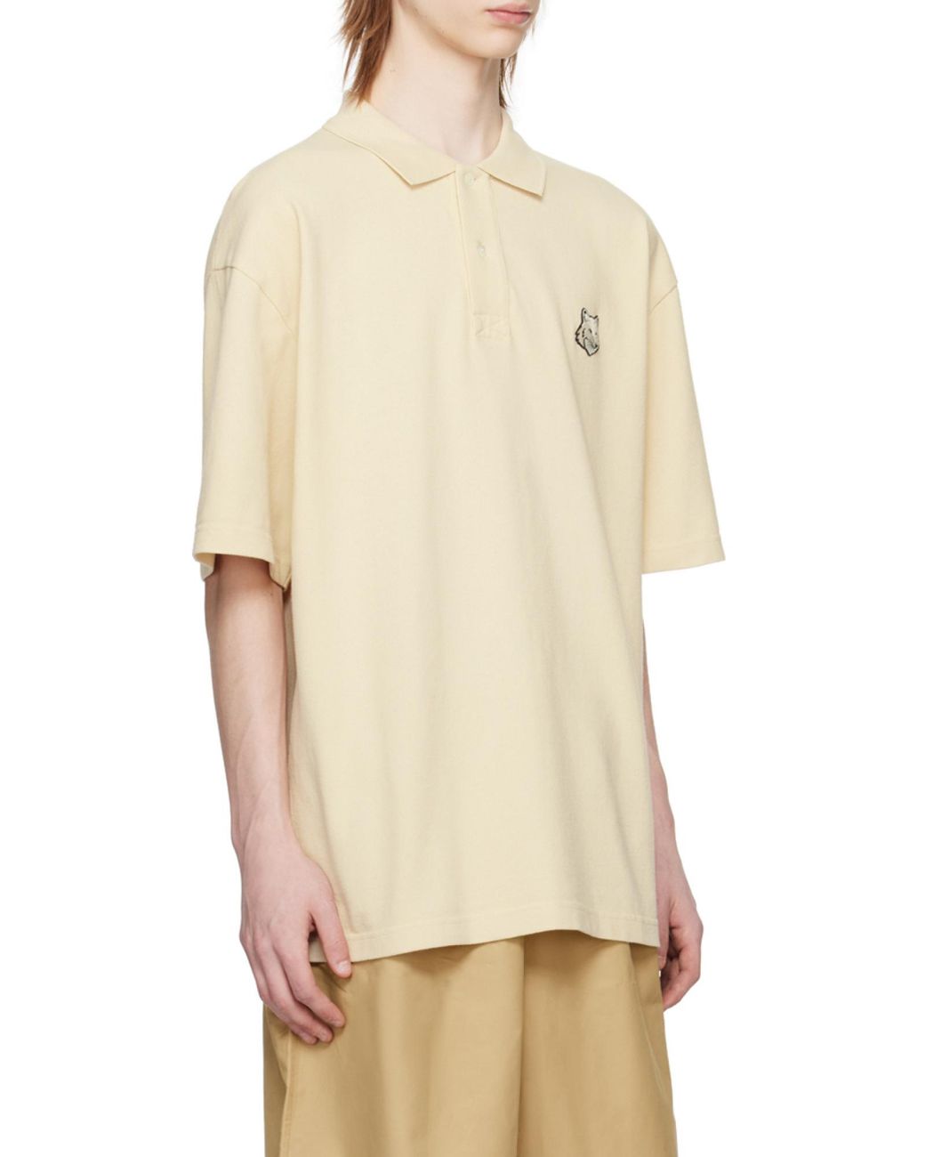 Maison Kitsuné White Maison Kitsuné Bold Fox Head Patch Oversized Polo Shirt for men
