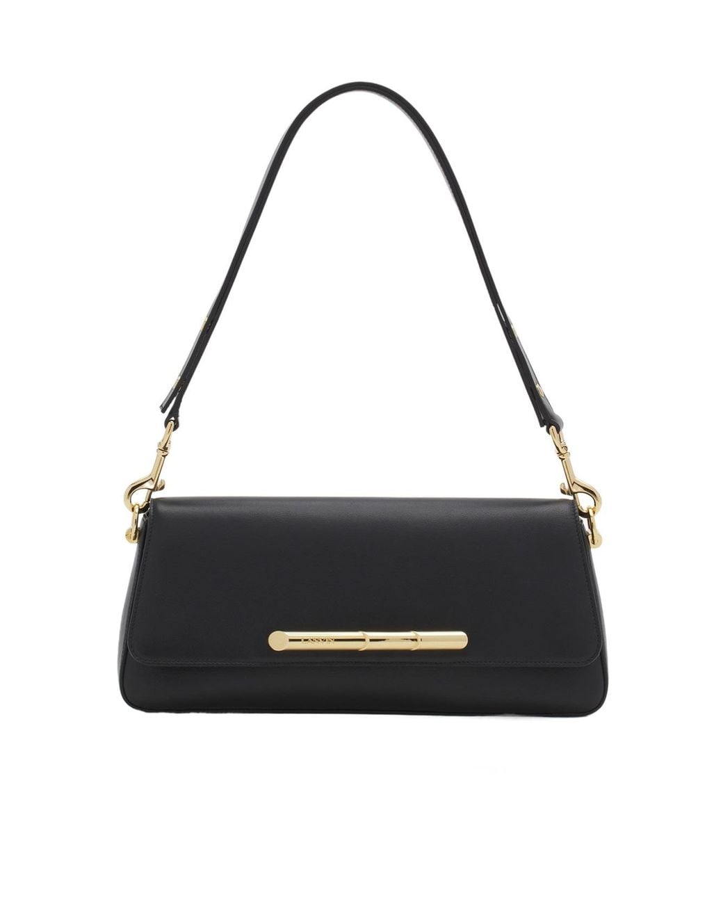 Lanvin Black Sequence Logo Engraved Shoulder Bag