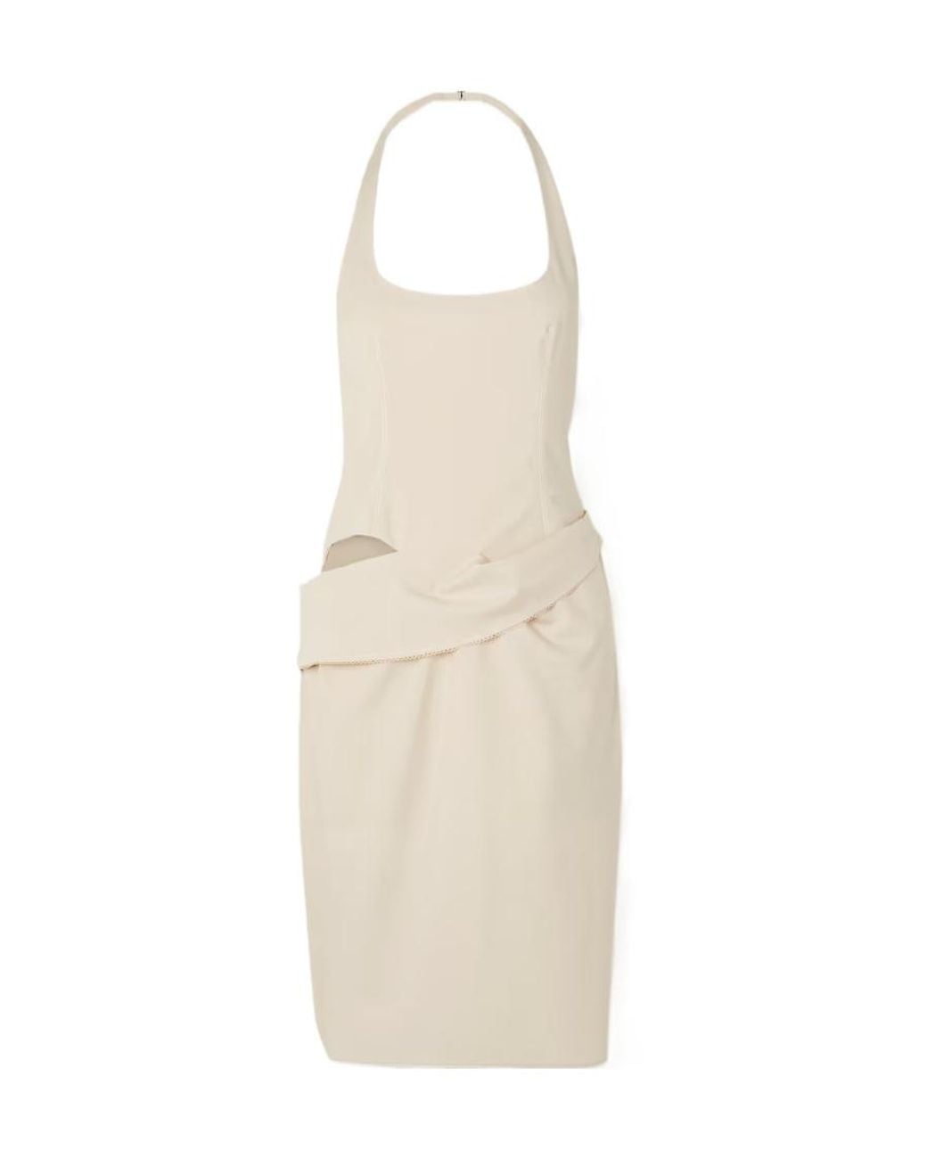 Jacquemus White Cut-Out Sleeveless Asymmetric Dress