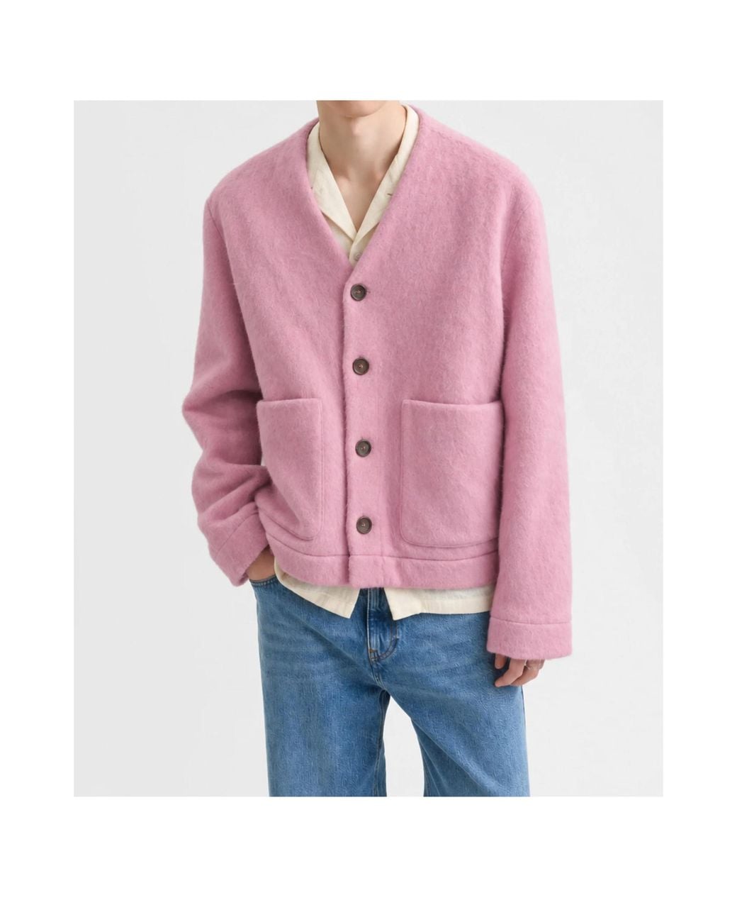 Séfr Pink Long-Sleeve V-Neck Cardigan for men