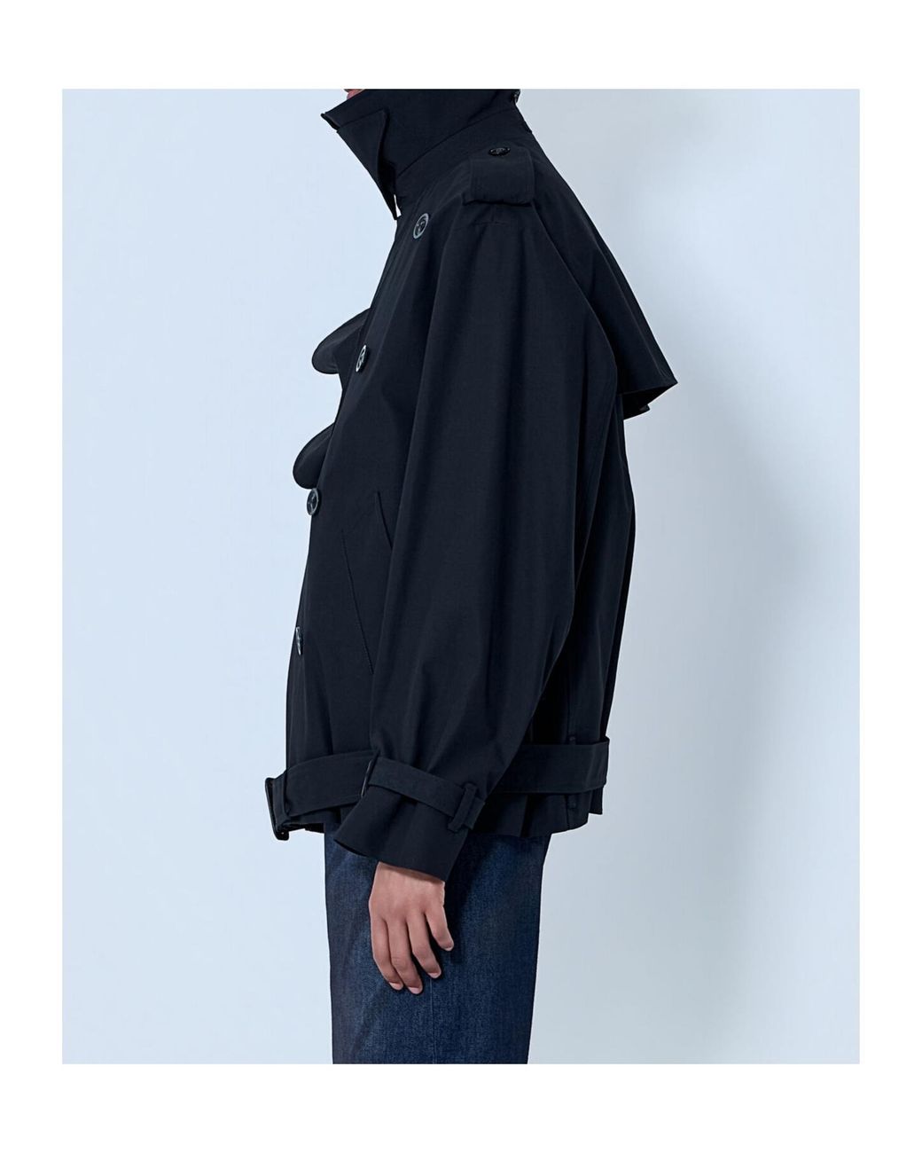 Maison Margiela Black Double-Breasted Cropped Caban