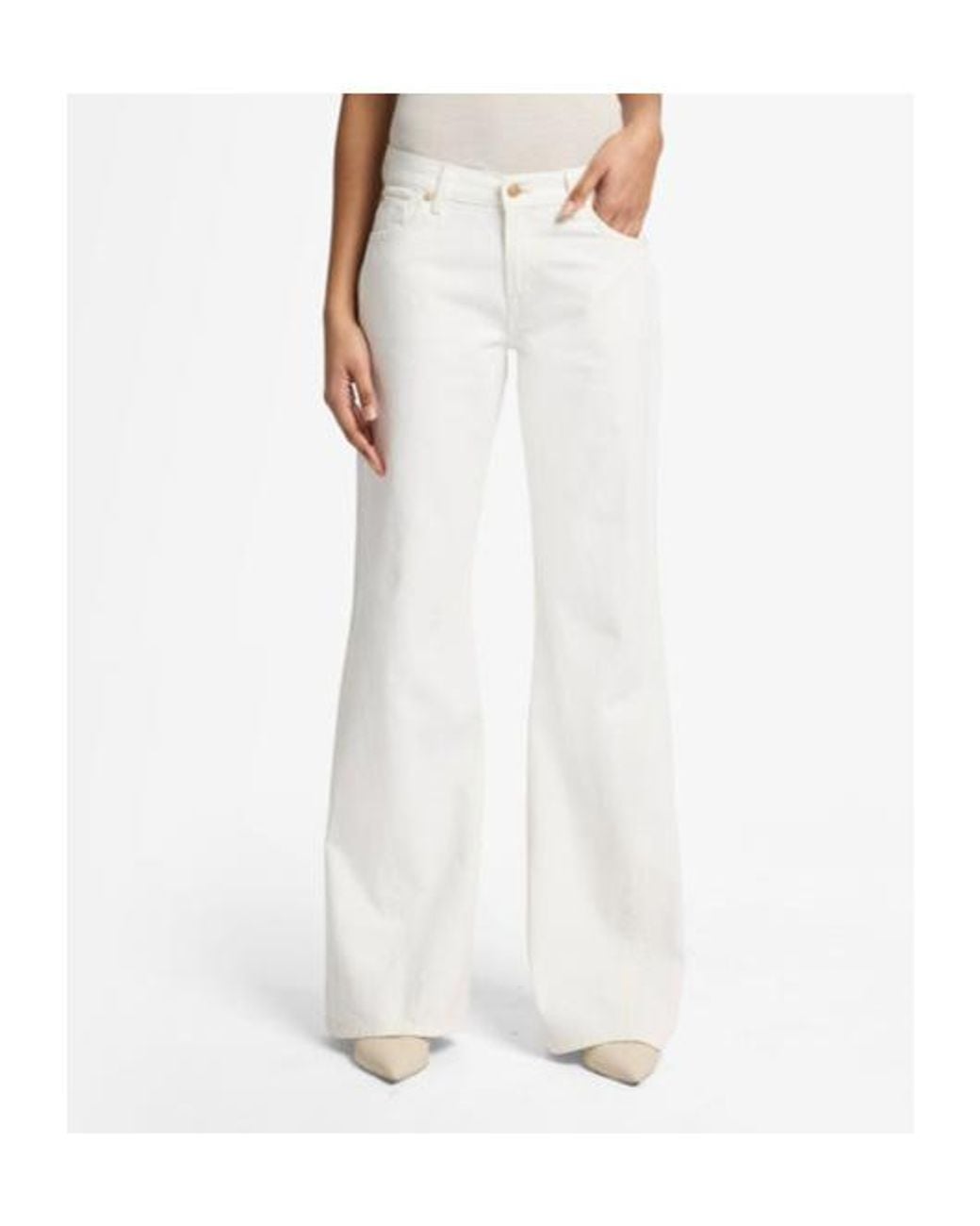 7 For All Mankind White Slim Illusion Twisted Seam Spencer Flare