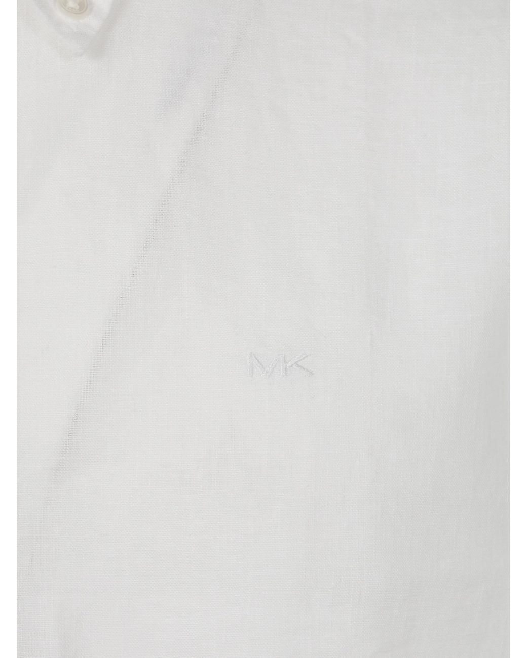 Michael Kors White Slub-Texture Curved Hem Shirt for men