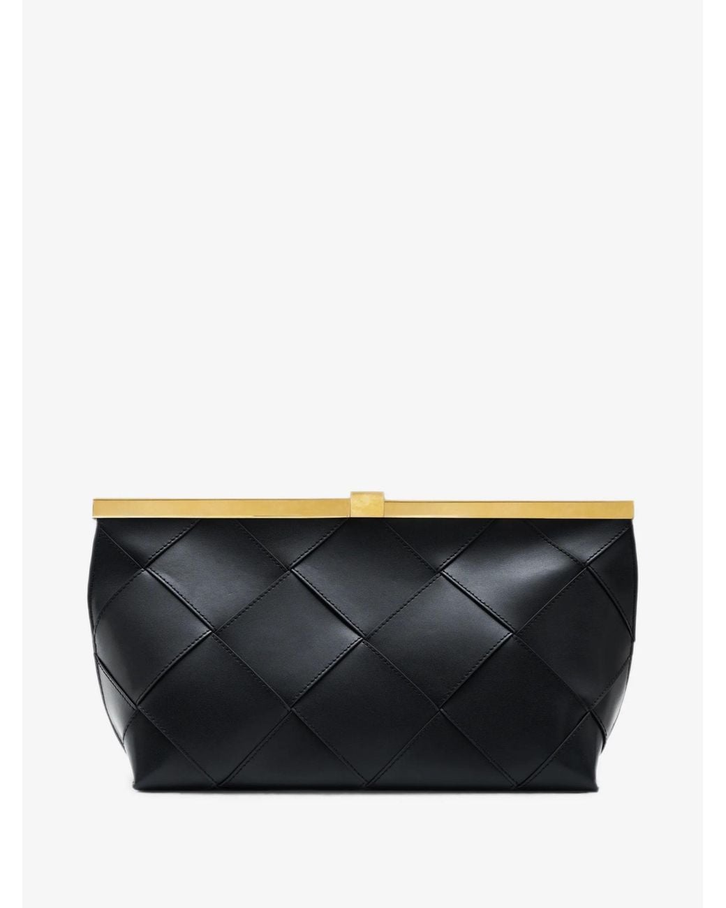 Anine Bing Black Braided Leather Clutch Bag