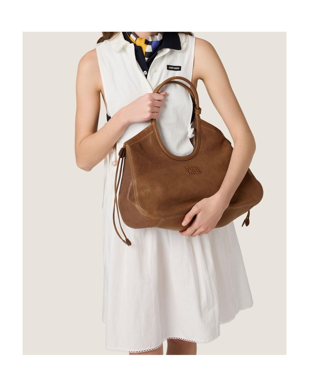 Miu Miu Brown Ivy Nappa Leather Shopping Bag