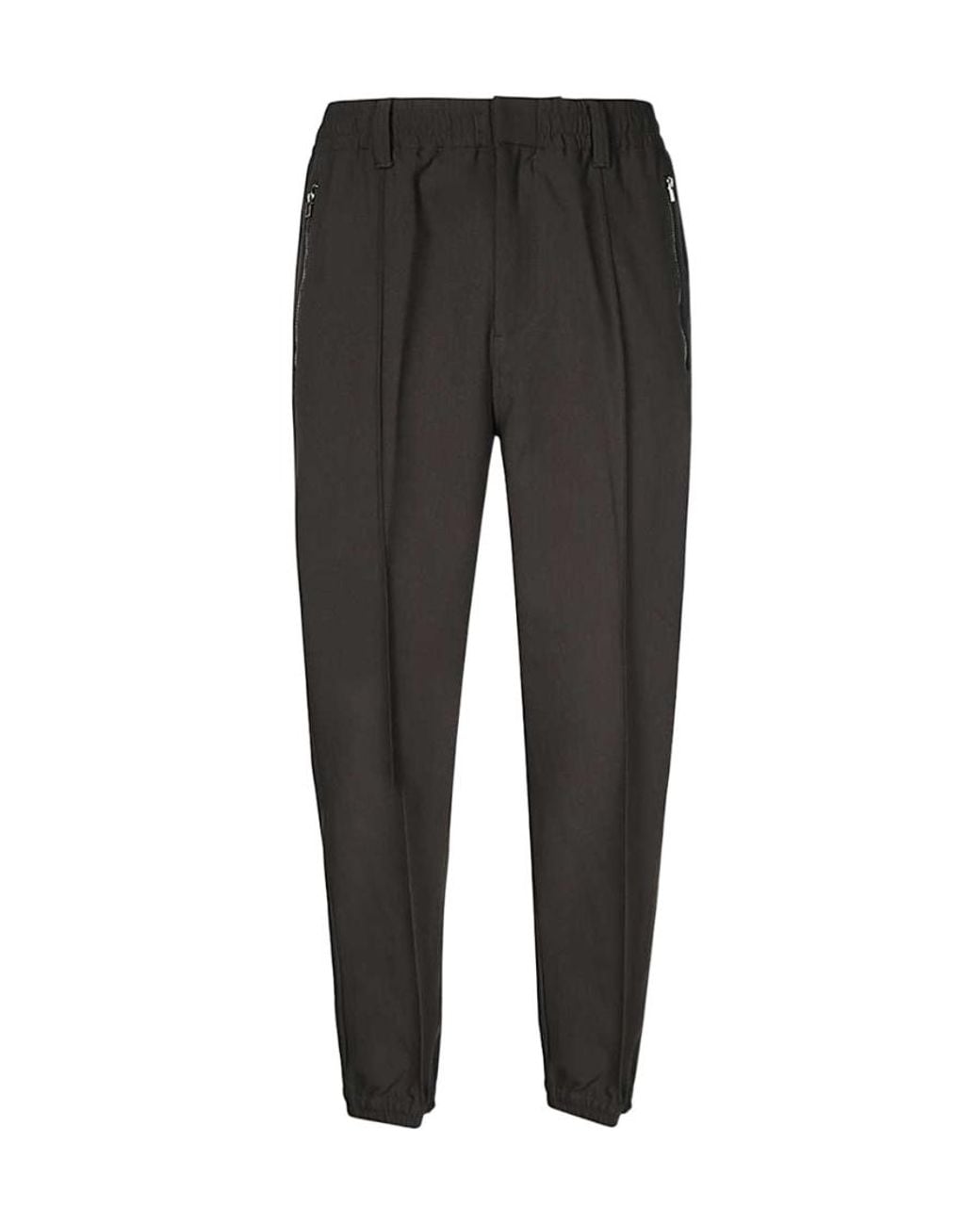 Emporio Armani Black Elasticated-Waist Tapered Trousers for men