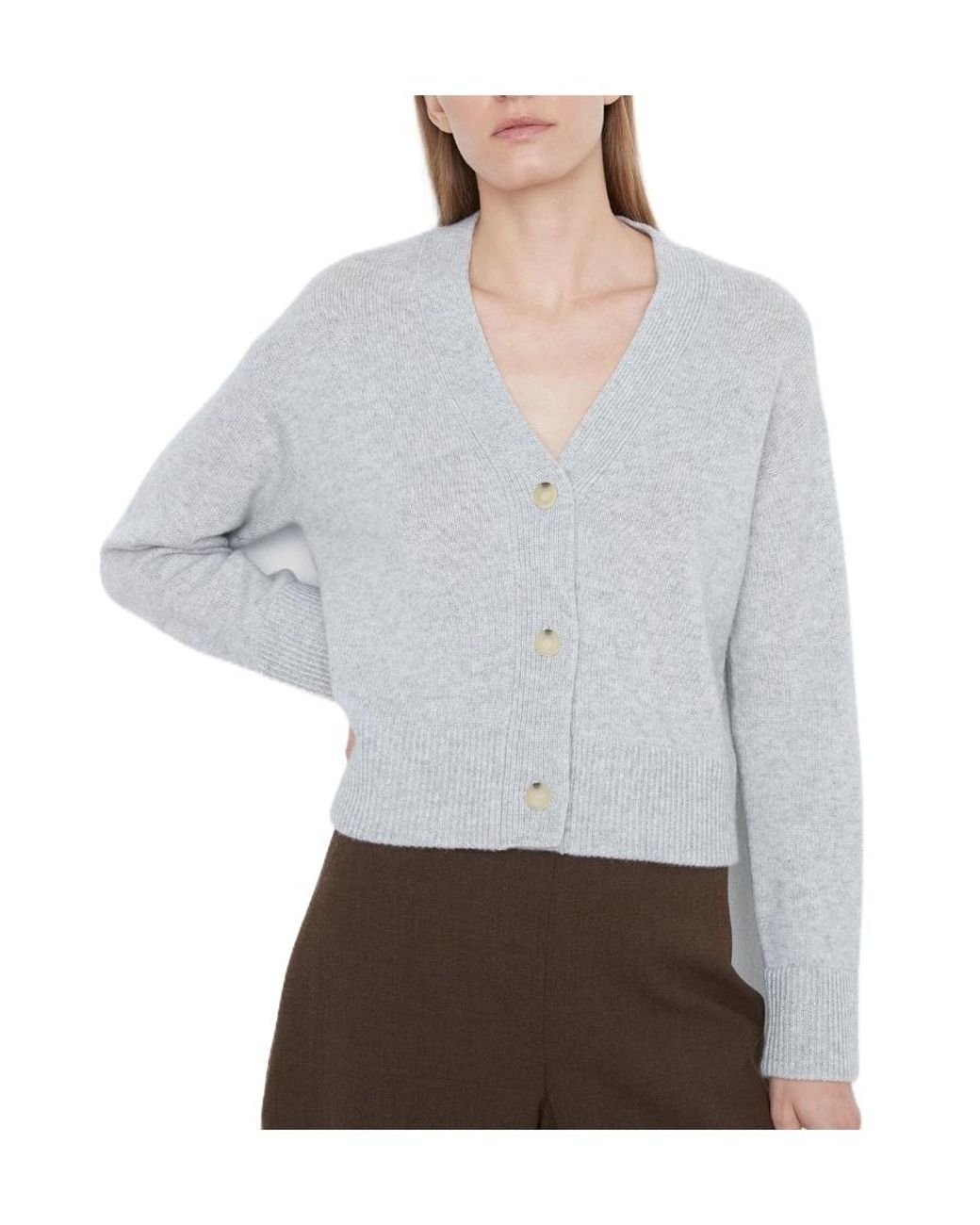 Vince Gray Button-Up Knitted Cardigan