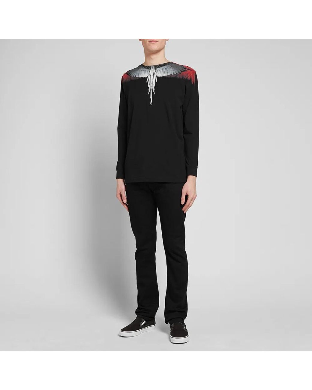 Marcelo Burlon Black Printed Long-Sleeved T-Shirt for men