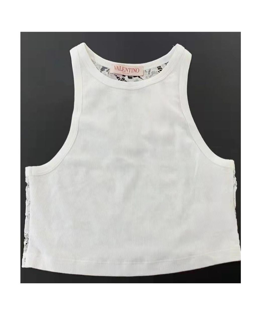 Valentino White Round-Neck Spliced Short Vest