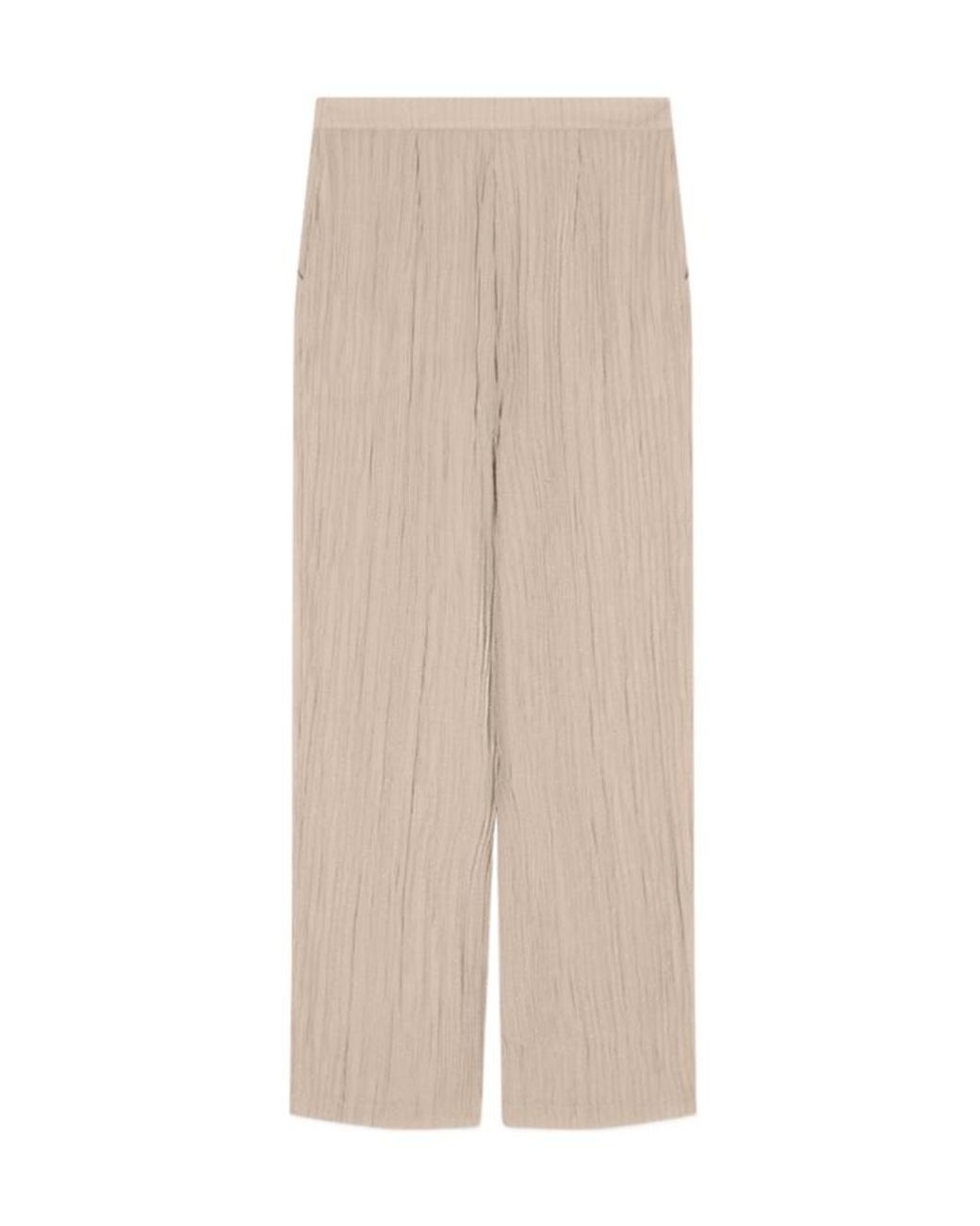 Emporio Armani Natural Crinkled Straight-Leg Pants